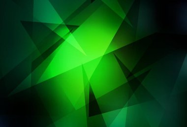 Koyu yeşil üçgenli vektör arka planı. Renkli üçgenlerin olduğu bir resim. Bir cep telefonu için arka plan.