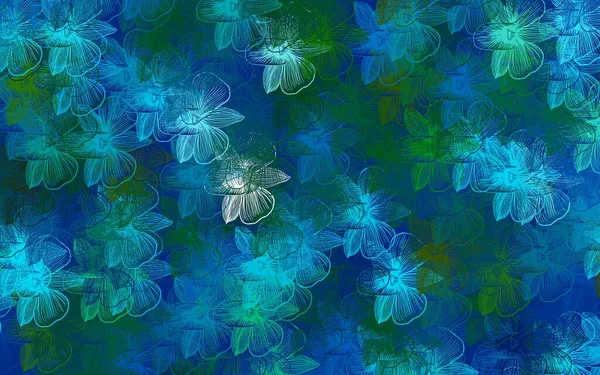 Light Blue Πράσινο Διάνυσμα Αφηρημένο Φόντο Λουλούδια Λαμπερή Έγχρωμη Απεικόνιση — Διανυσματικό Αρχείο