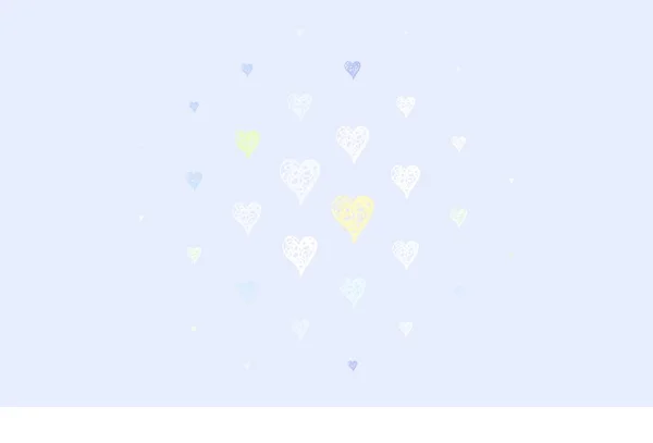 Світло Рожева Зелена Векторна Текстура Прекрасними Серцями Сяючий Малюнок Серцем — стоковий вектор
