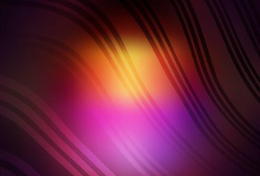 Koyu pembe, kıvrımlı çizgileri olan sarı vektör arkaplan. Alnında çizgiler olan soyut bir çizim. Broşürler, broşürler için doku.