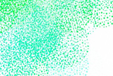 Kabarcıklı açık yeşil vektör arka planı. Renkli su damlaları olan modern soyut çizimler. Fütürist reklamlar ve kitapçıklar için şablon.