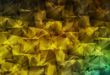 Koyu yeşil, sarı vektör çokgen arkaplan. Gradyanı olan üçgen geometrik örnek. Cep telefonunun arka planının şablonu.