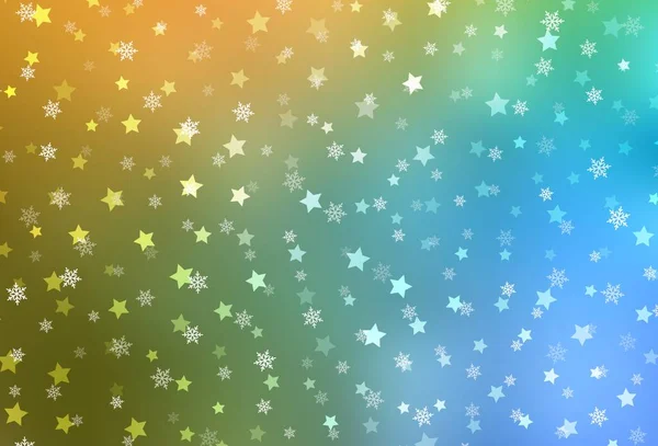 Hellblauer Gelber Vektorhintergrund Mit Schönen Schneeflocken Sternen Gradient Bunte Illustration — Stockvektor