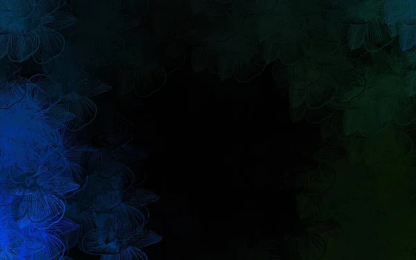 Azul Oscuro Verde Vector Patrón Natural Con Flores Diseño Decorativo — Vector de stock