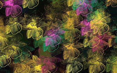 Koyu renkli, çiçekli vektör karalama deseni. Çiçeklerle karalama tarzında renkli çizimler. İşiniz için en iyi tasarım..