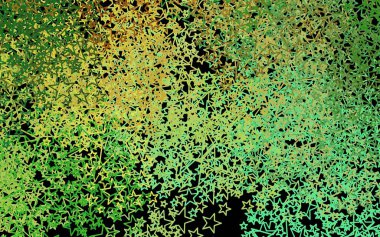 Koyu yeşil, üzerinde noel yıldızları olan sarı vektör deseni. Yıldızlı parlak renkli illüstrasyon. Reklamınız, posteriniz, afişiniz için en iyi tasarım.