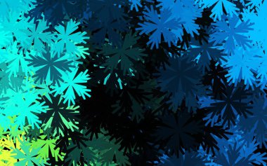 Koyu mavi, çiçekli doğal yeşil vektör çizimi. Çiçekli zarif, parlak bir illüstrasyon. İşiniz için yeni tasarım.