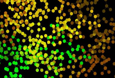 Koyu yeşil, sarı vektör arkaplan ve yapay zeka formları. Yapay zeka bağlantılarıyla basit bir şekilde renkli tasarım. Poster ve teknoloji sembolü.