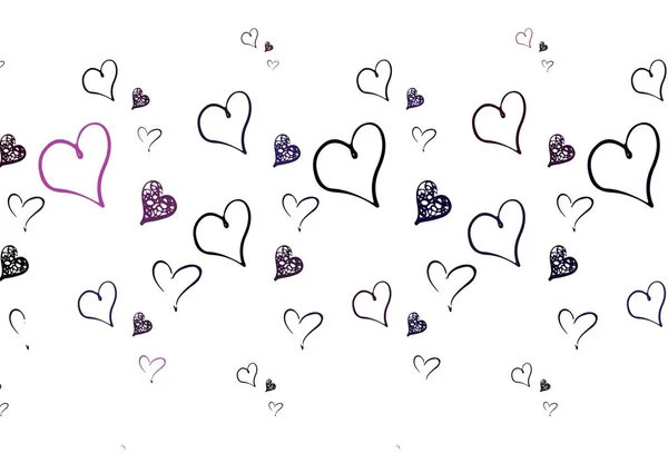 ドードルハートのライトピンクベクトルテンプレート シンプルなスタイルで心を持つ装飾的なデザイン バレンタイン広告や小冊子のパターン — ストックベクタ