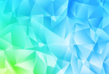 Açık mavi, yeşil vektör üçgen mozaik doku. Üçgenlerden oluşan parlayan çokgen çizimler. Web siteniz için yeni bir doku.