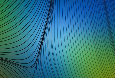 Açık mavi, yeşil vektör arkaplanı ve çizgi çizgileri. Değişken çizgileri olan renkli geometrik örnek. Posterler ve afişler için iş tasarımı.