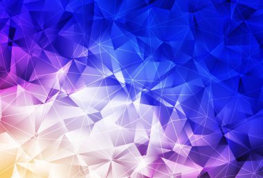 Açık Pembe, mavi vektör arkaplan, çizgiler, üçgenler. Üçgenli soyut gradyan çizimi. İşiniz için en iyi akıllı tasarım.