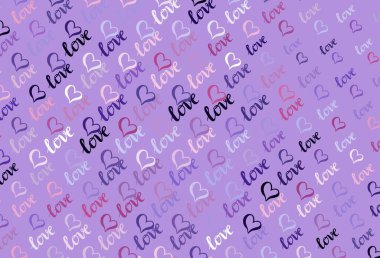 Açık Mor, Pembe vektör arkaplan ve parlak kalpler. Sevgililer günü tarzında gradyan kalpleri olan akıllı bir illüstrasyon. Sevgililer Günü kartpostalları için şablon.