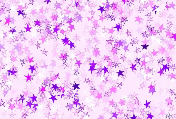 Violet Clair Texture Vectorielle Rose Avec Belles Étoiles Illustration Colorée — Image vectorielle