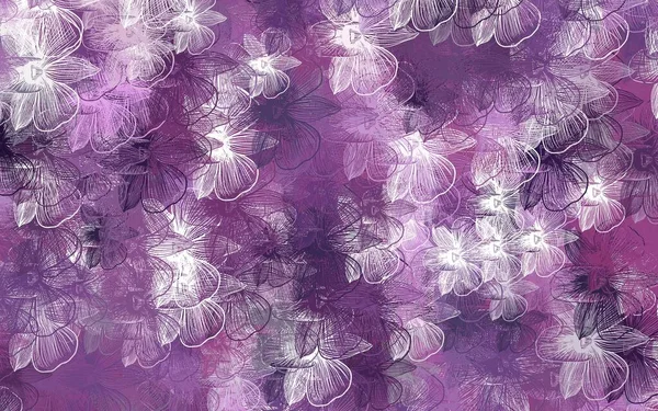 Light Purple Layout Scarabocchio Vettoriale Rosa Con Fiori Fiori Stile — Vettoriale Stock