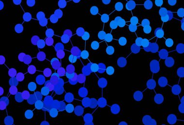 Yapay zeka ağlı koyu mavi vektör deseni. Yapay zekanın bağlantı ve noktalarıyla soyut illüstrasyon. Poster ve teknoloji sembolü.