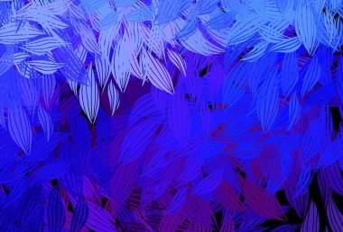 Koyu mavi, kırmızı vektör karalama desenli yapraklar. Zarif doğal desenli ve eğimli yapraklar. Web siteleri ve pankartlar için desenli desen.