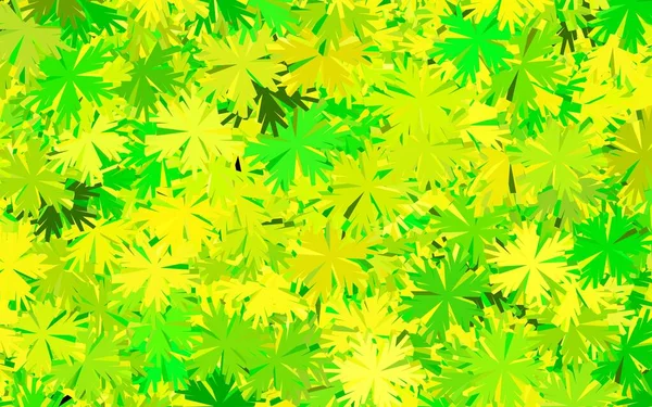 深绿色 黄色矢量涂鸦模板与花 色彩斑斓的图画 多花的涂鸦风格 设计的新模板 — 图库矢量图片