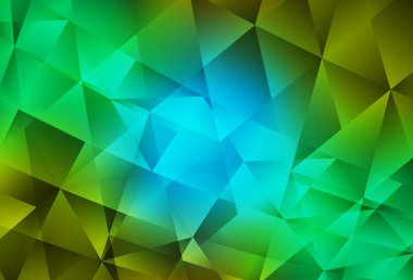 Açık mavi, sarı vektör düşük polimerli doku. Üçgenlerden oluşan parlayan çokgen çizimler. Web siteniz için çokgen tasarım.