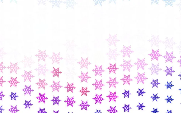 Светло Розовый Красный Векторный Фон Хмельными Снежинками Звездами Красочные Снежинки — стоковый вектор