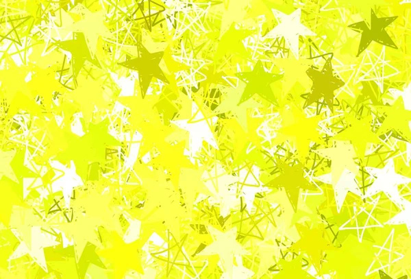 Hellgrüne Gelbe Vektortextur Mit Schönen Sternen Leuchtend Farbige Illustration Mit — Stockvektor