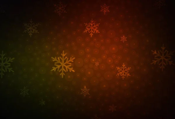 Dunkelrote Vektortextur Geburtstagsstil Illustration Mit Bunten Schneeflocken Und Weihnachtskugeln Muster — Stockvektor