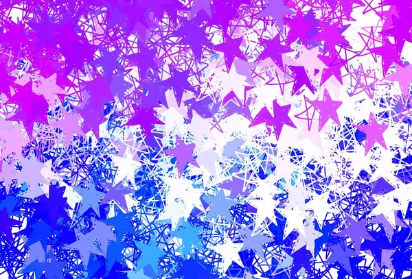 Světle Růžová Modrý Vektorový Vzor Vánočními Hvězdami Rozmazaný Dekorativní Design — Stockový vektor
