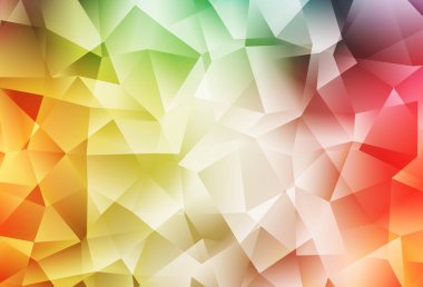 Açık yeşil, kırmızı vektör çokgen şablonu. Gradyanı olan üçgen geometrik örnek. Cep telefonunun arka planının şablonu.