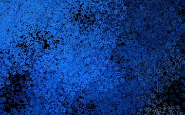 Küçük ve büyük yıldızlı koyu mavi vektör arkaplan. Yıldızlı modern geometrik soyut çizim. Kozmik arkaplanlar için şablon.