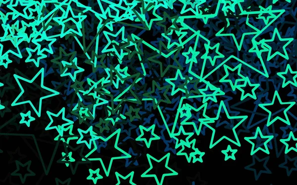 Layout Vetorial Verde Escuro Com Estrelas Brilhantes Projeto Decorativo Borrado — Vetor de Stock