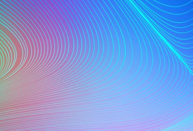 Açık mavi, kıvrımlı çizgileri olan kırmızı vektör arkaplan. Soyut tarzda gradyan çizgilerle akıllı illüstrasyon. İşiniz için en iyi tasarım.