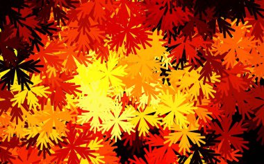 Koyu kırmızı, çiçekli sarı vektör karalama deseni. Beyaz arka planda çiçeklerin dekoratif tasarımı. İş tasarımınız için yepyeni bir tarz.