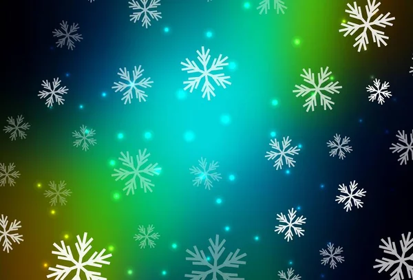 Dark Blue Yellow Vector Layout Bright Snowflakes Stars Shining Colorful — Stock Vector