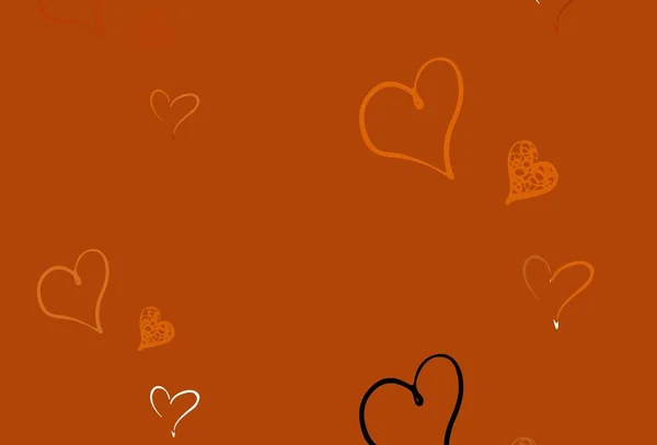 Modèle Vectoriel Orange Clair Avec Des Coeurs Gribouillis Beau Cœur — Image vectorielle