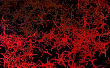 Koyu kırmızı, sarı vektör arkaplanda dallar ve yapraklar var. Yaprakları ve dalları olan modern soyut illüstrasyon. Web siteleri ve pankartlar için desenli desen.