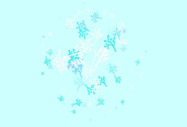 Hafif Mavili vektör zarif duvar kağıdı ve sakura. Yaprakları ve dalları olan yepyeni renkli bir illüstrasyon. Web ve broşürler için elle boyanmış tasarım.