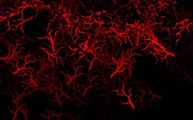 Koyu kırmızı vektör yapraklı, dallı soyut desen. Beyaz arka planda gradyanı olan yapraklar ve dallar. Web siteniz için Doodle tasarımı.