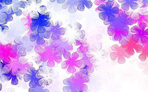 Light Pink Red Vector Doodle Template Flowers Shining Colored Illustration — 图库矢量图片