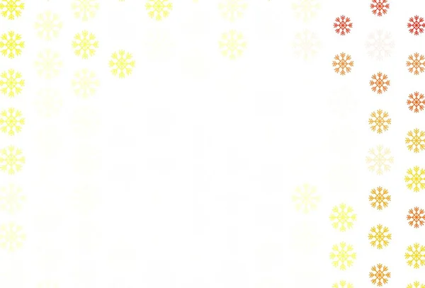 Hellrote Gelbe Vektorschablone Mit Eisschneeflocken Leuchtend Bunte Illustration Mit Schnee — Stockvektor