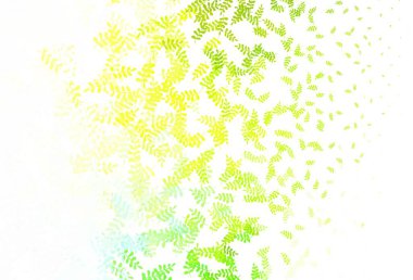 Açık yeşil, sarı vektör, yapraklı zarif duvar kağıdı. Bulanık arkaplanda, gradyanı olan yapraklar. Duvar kağıdı tasarımınız için yeni bir doku.