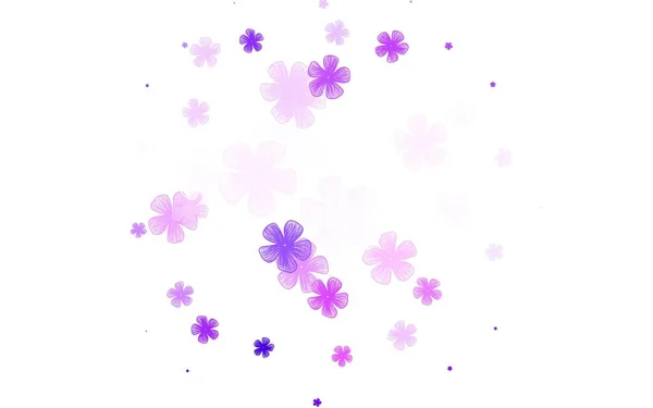 Light Purple Vector Elegant Pattern Flowers Sketchy Doodle Flowers White — 图库矢量图片