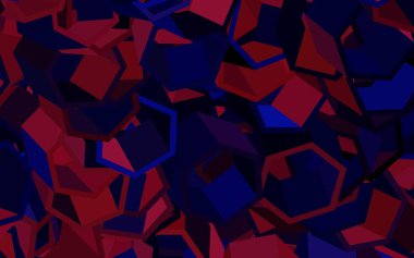 Koyu mor, altıgenli pembe vektör arkaplan. Bulanık yüzeyde renkli altıgenlerin çizimi. İş ilanınız için tasarım.