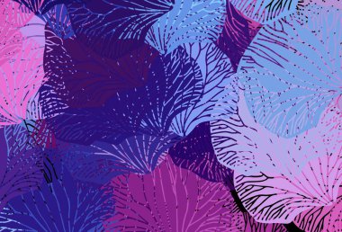 Koyu pembe, Memphis şekilli mavi vektör arkaplan. Soyut tarzda rengarenk gradyan şekilleri olan bir resim. Bir cep telefonu için arka plan.