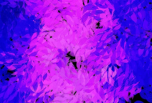 Dark Purple Modello Scarabocchio Vettoriale Rosa Con Foglie Illustrazione Astratta — Vettoriale Stock