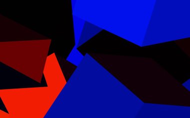 Koyu mavi, kırmızı vektör arkaplan, çizgiler, üçgenler. Soyut üçgenli dekoratif tasarım. İşiniz için en iyi akıllı tasarım.