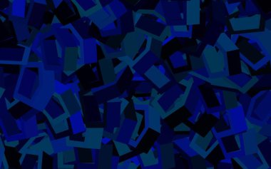 Altıgen kümeli koyu mavi vektör arkaplan. Renkli altıgenli bir resim seti. Reklamlar, broşürler için desen.