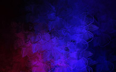 Koyu mor, çiçekli pembe vektör karalama şablonu. Çiçekli yepyeni renkli bir illüstrasyon. Tasarımınız için yeni şablon.