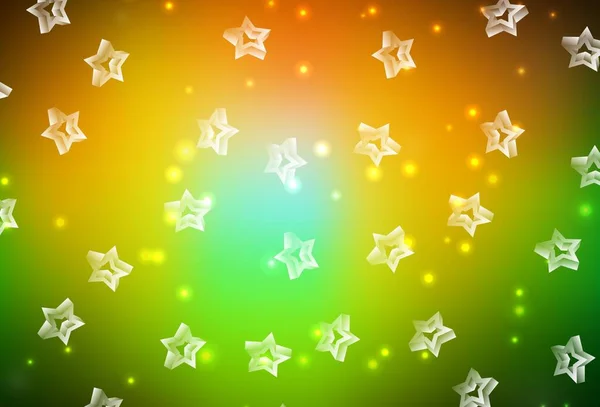 ダークグリーン 明るい星と黄色のベクトルレイアウト 星の色で抽象的なイラストを光る 未来的な広告 小冊子のパターン — ストックベクタ