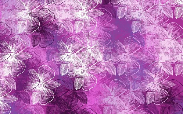 ライトパープル ピンクベクトルのドードルの背景に花 花と輝く色のイラスト あなたのビジネスのための真新しいデザイン — ストックベクタ