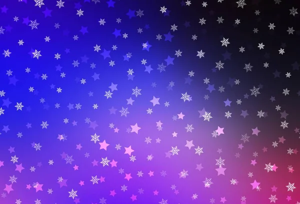 Dark Pink Blue Vector Background Beautiful Snowflakes Stars Modern Geometrical — Stock vektor